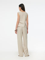 100% Linen Cowl Neck Women Tank Top GOELIA