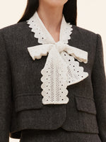 100% Washable Wool Crop Jacket And Skirt Two-Piece Set GOELIA