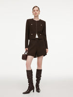 Cashmere Washable Wool Blend Women Cropped Jacket GOELIA