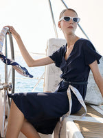 Triacetate Dress With Belt And Silk Scarf GOELIA