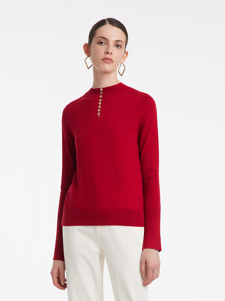 Mid-Collar Woolen Slim Women Sweater GOELIA