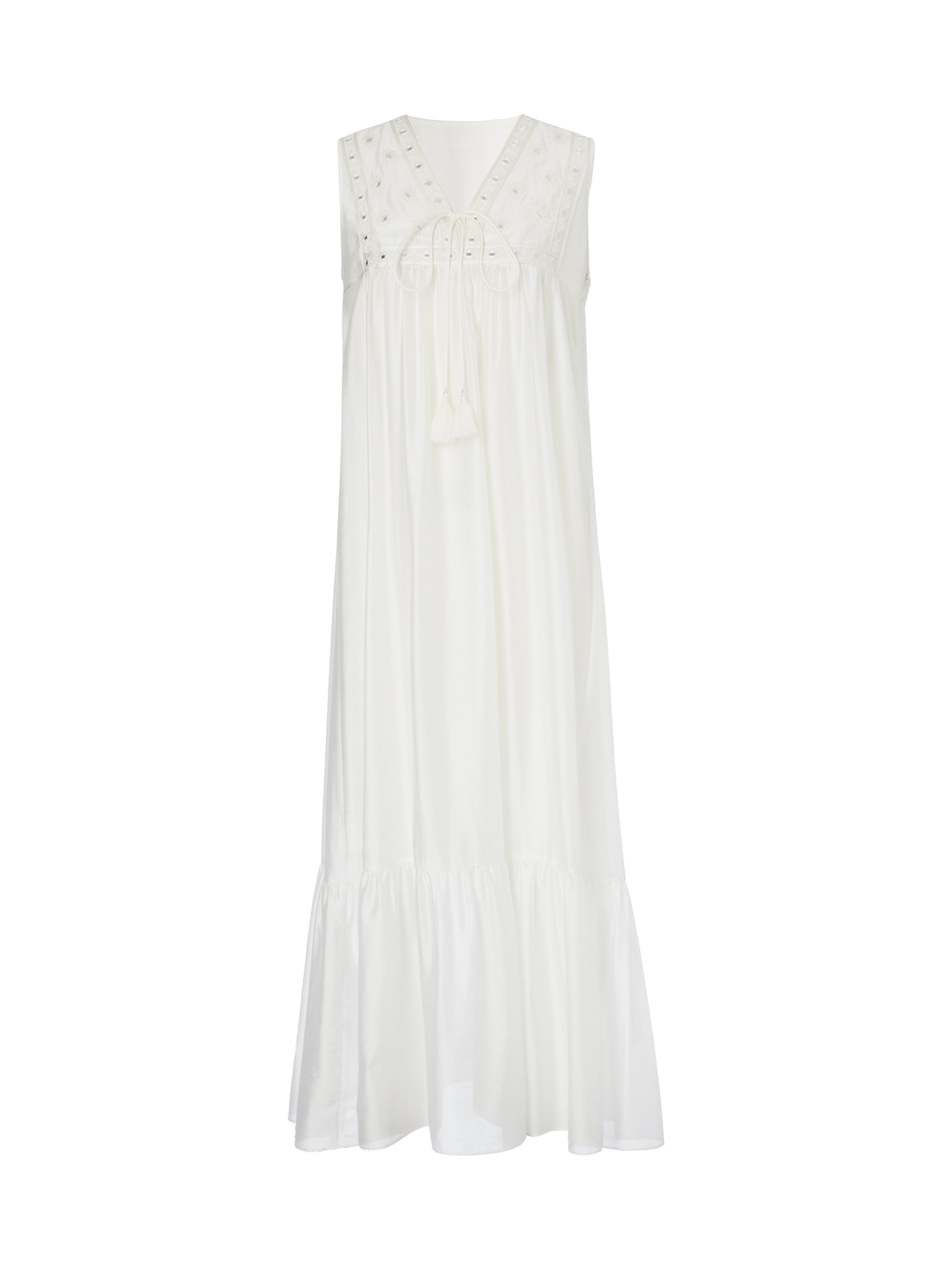 Preview] Lyocell Blend Embroidered Women Sleeveless Maxi Dress – GOELIA