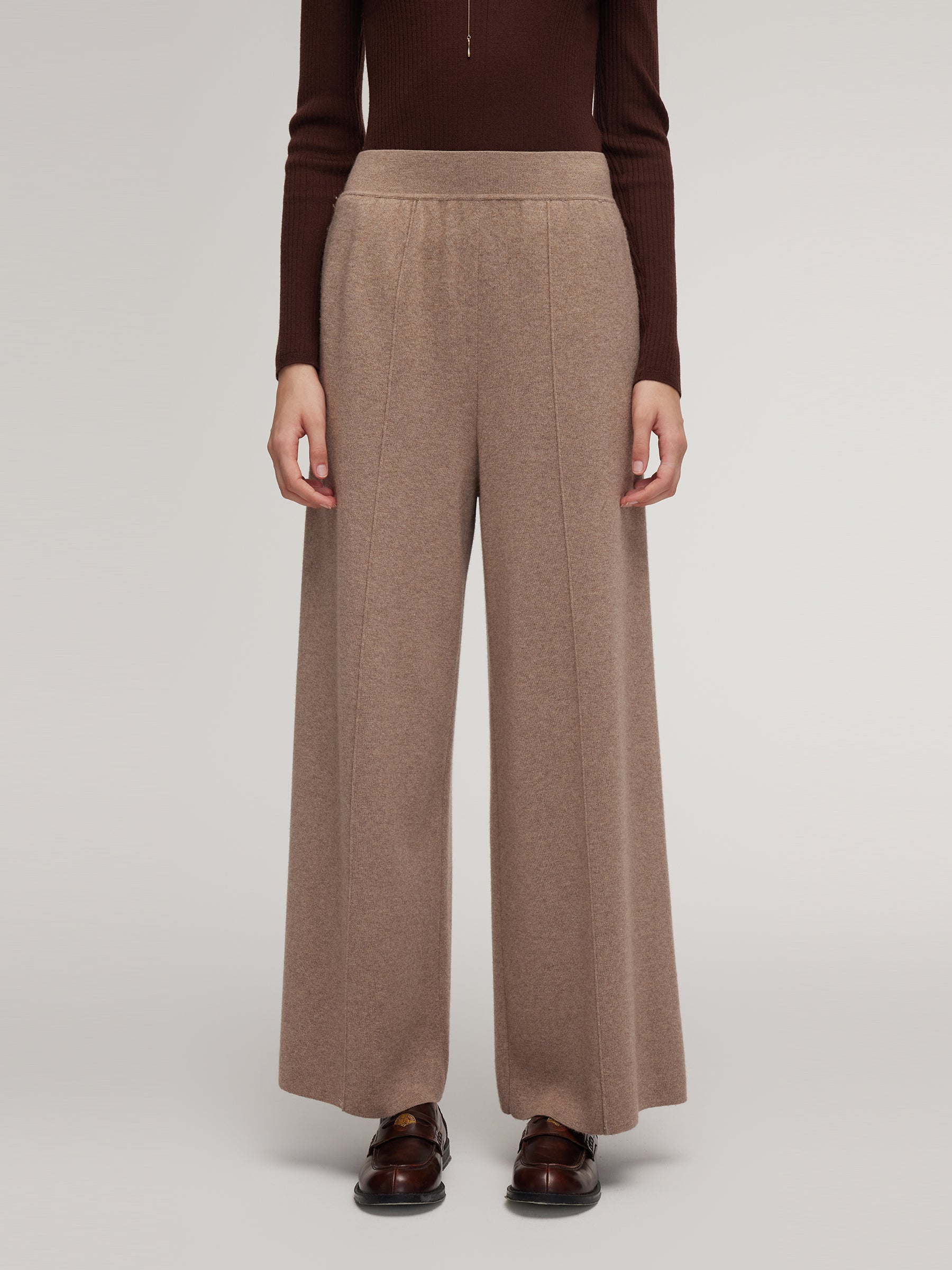 [Preview] Cashmere Wool Blend Straight Wide Leg Women Pants GOELIA