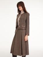 100% Washable Merino Wool Leather-Trimmed Women Jacket GOELIA