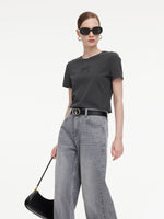 [Preview] Bowknot Print Gathered Waist Women T-Shirt GOELIA