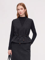 [Preview] Vest & Knit Top & Skirt Three-Piece Set With Belt GOELIA