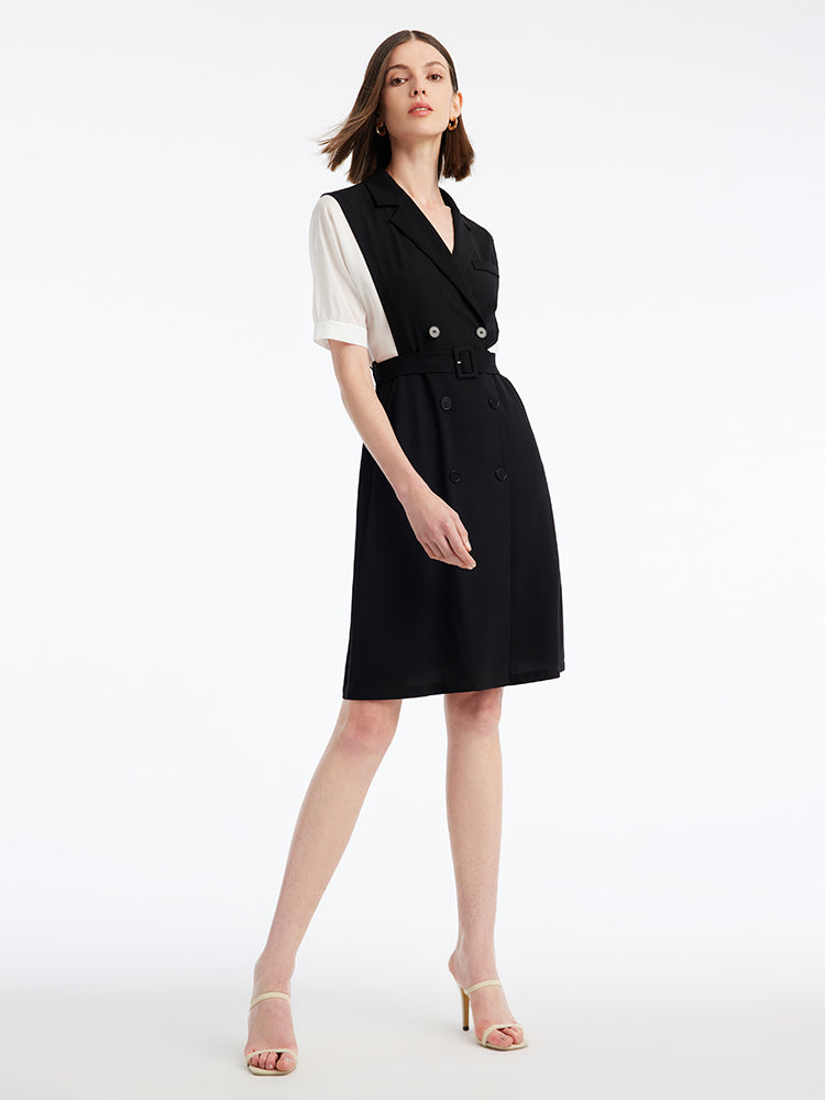 Notched Lapel Double-Breasted Dress GOELIA