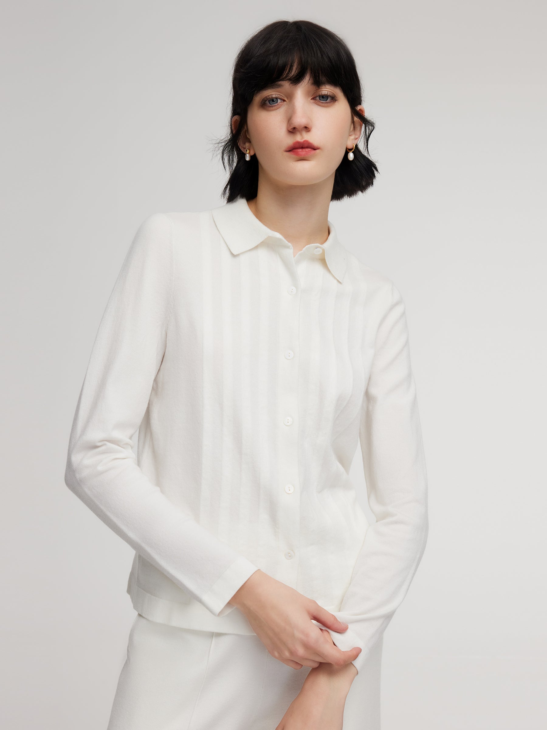 Tencel Wool Blend Women Shirt Cardigan GOELIA