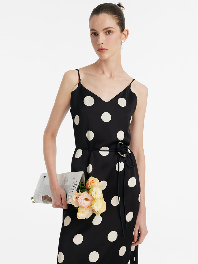 Polka Dots Spaghetti Strap Slip Maxi Dress