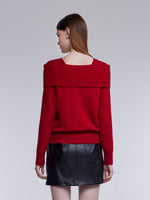 Wool Shimmer Bow Neck Women Sweater GOELIA