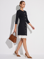Tencel Blend 3/4 Sleeve Color Block Women Knit Mini Dress GOELIA