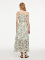 10MM Mulberry Silk Floral Print Women Strap Maxi Dress GOELIA