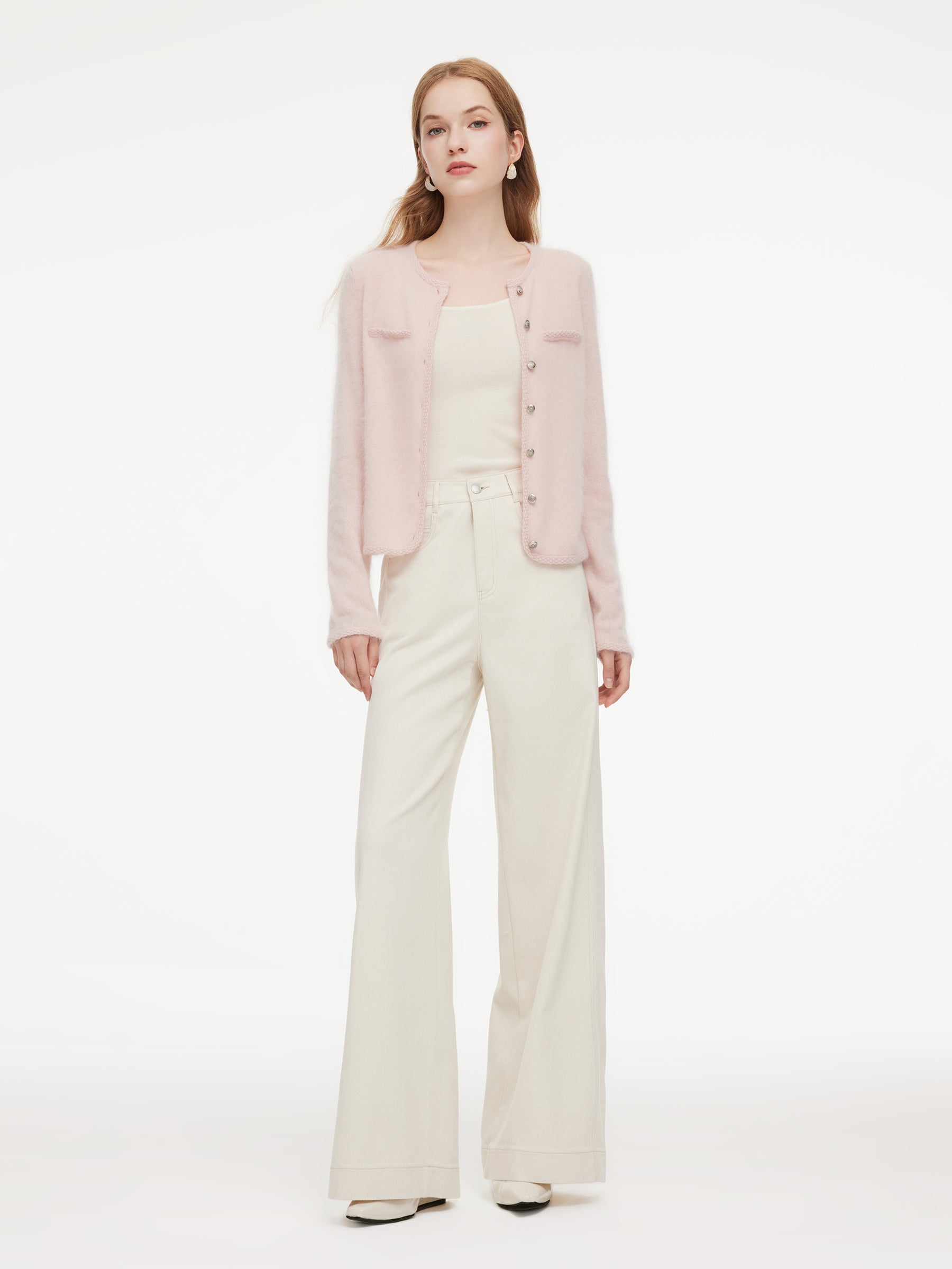 100% Brushed Cashmere Women Cardigan GOELIA