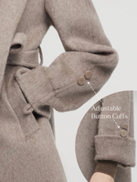 Alpaca Wool Blend Double-Faced Women Wrap Coat With Scarf GOELIA