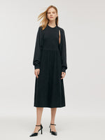 Wool Blend Multi-purpose Scarf And Sleeveless Knitted Midi Dress Two-Piece Set GOELIA