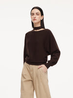100% Wool Cut Out Women Sweater GOELIA