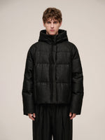 18MM Gambiered Canton Gauze Hooded Unisex Goose Down Jacket GOELIA
