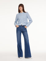 Cotton Wool Blend Women Tweed Cropped Jacket GOELIA