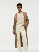 Light Camel Brushed Cashmere Long Women Cardigan GOELIA