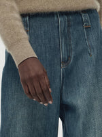 Wide Leg Women Fleece Lined Jeans GOELIA