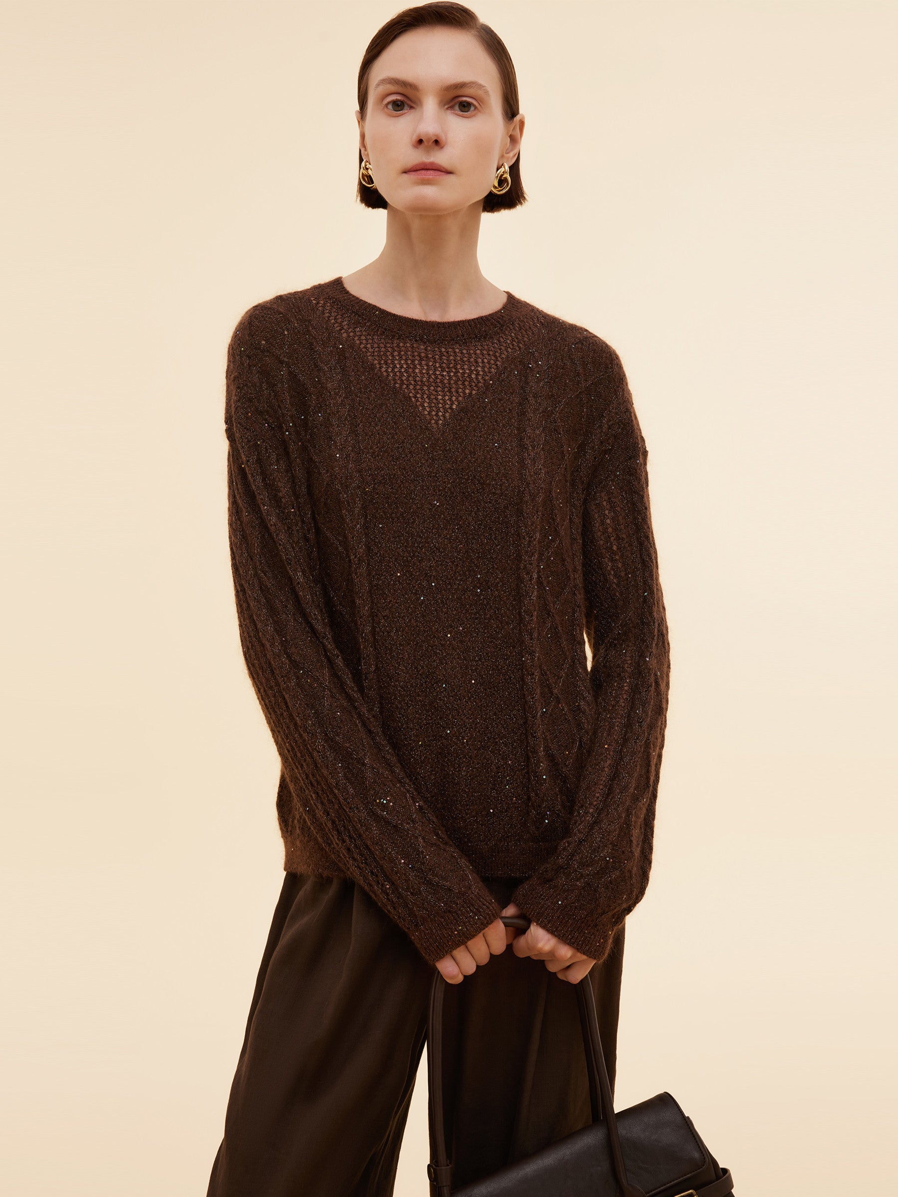 Mohair Wool Blend Sequins Women Sweater GOELIA
