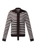 [Preview] Round Neck Stripe Women Knit Top With Detachable Sailor Collar GOELIA