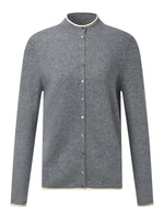 100% Cashmere Seamless Contrast Trim Women Cardigan GOELIA
