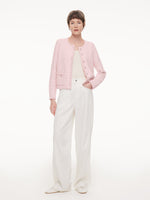 Round Neck Single-Breasted Women Textured Cardigan GOELIA