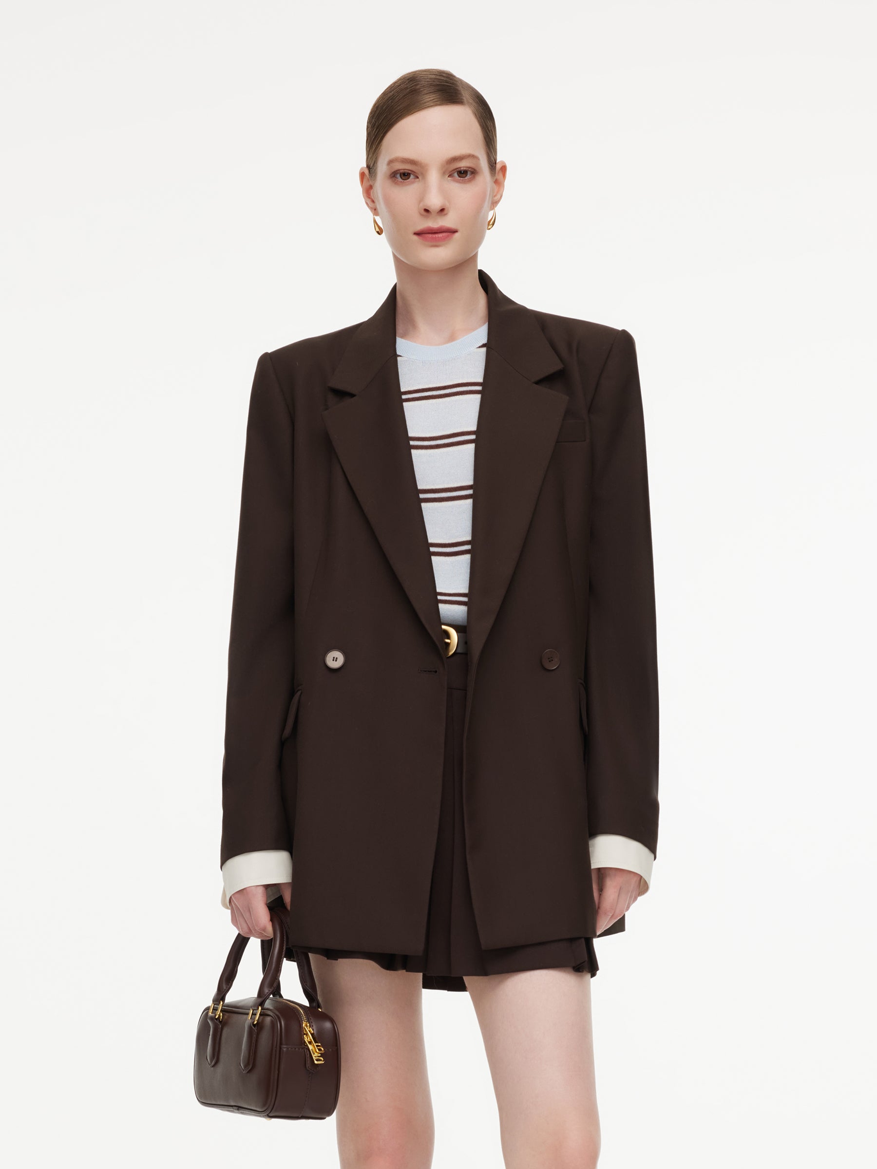 Relaxed H-Line Women Blazer With Detachable Cuffs GOELIA