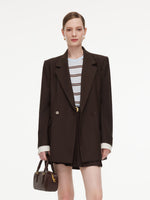 Relaxed H-Line Women Blazer With Detachable Cuffs GOELIA