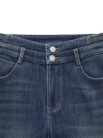 [Preview] Denim Fleece-Lined Women High-Waisted Flared Jeans GOELIA