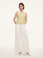 Contrast Collar Women Knit Polo Tank Top GOELIA