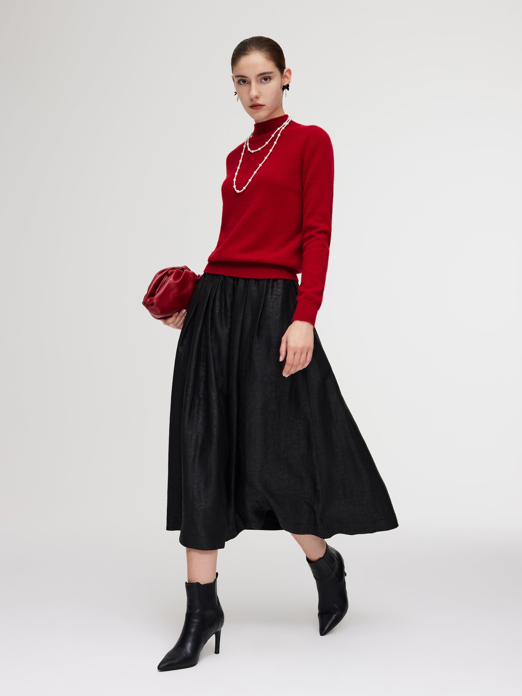 100% Cashmere Mock Neck Women Sweater GOELIA