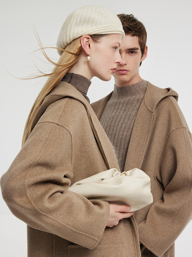 100% Cashmere Hooded Unisex Overcoat GOELIA