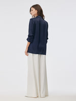 Triacetate 3/4 Ruched Sleeves Women Blazer GOELIA