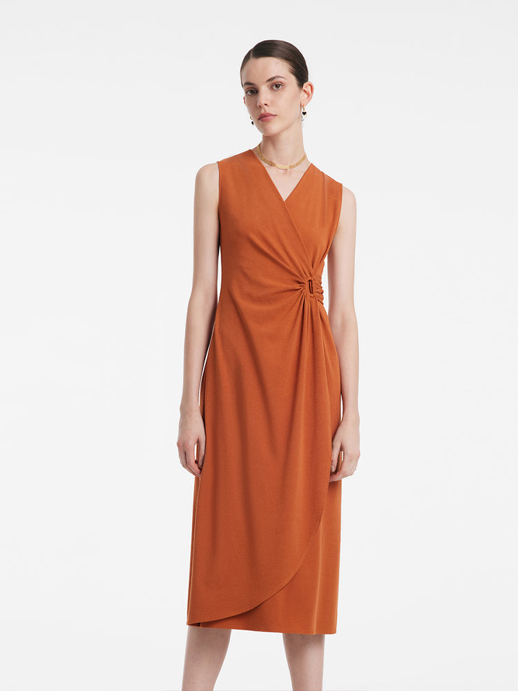 Asymmetrical Ruched Gathered Waist Vest Dress GOELIA