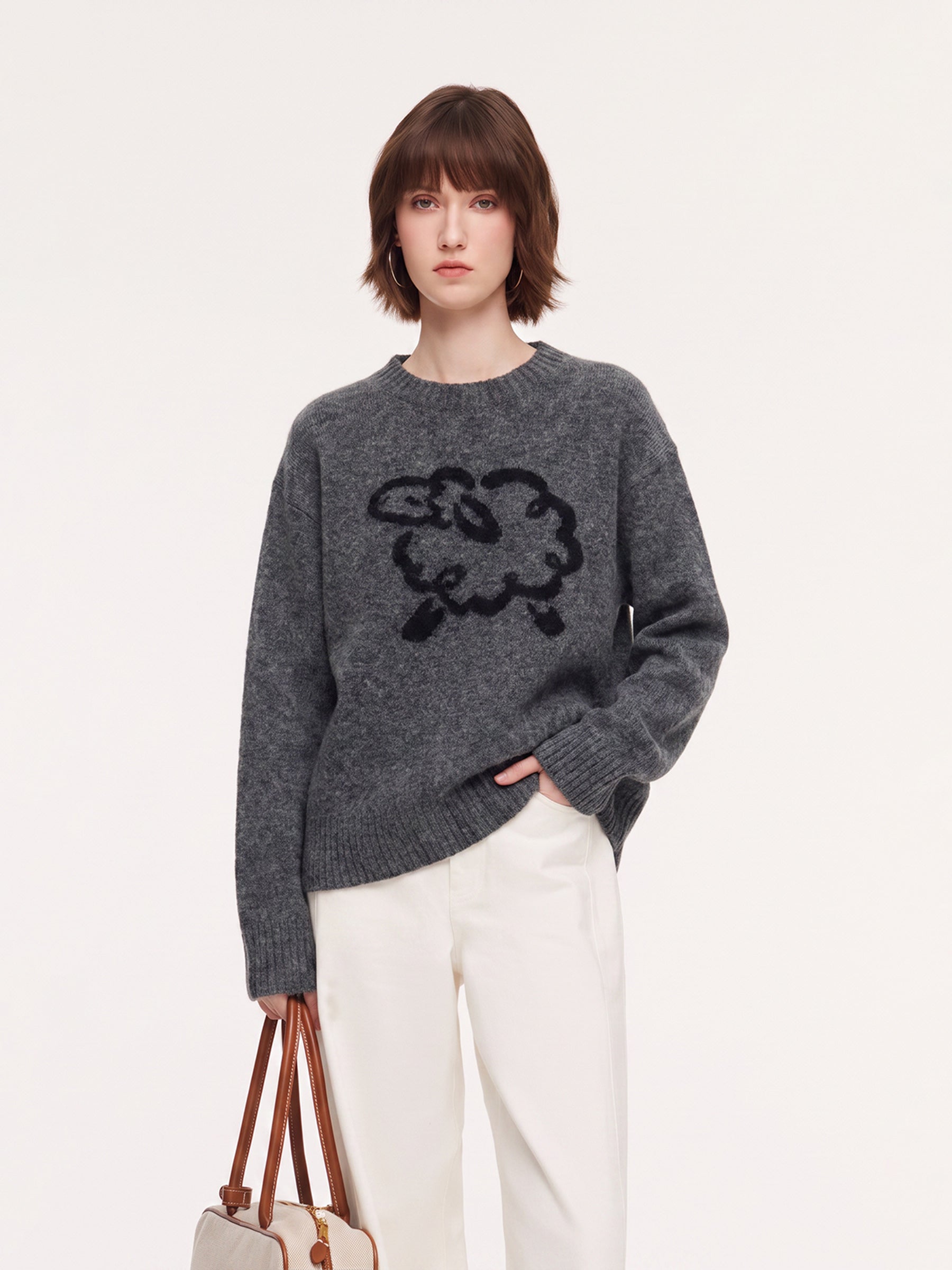 [Preview] Wool Blend Sheep Jacquard Women Sweater GOELIA