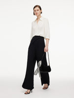 Acetate Blend Asymmetrical Wrap Overlay Women Wide Leg Pants GOELIA