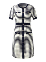 Lyocell Blend Stripe Gathered Waist Women Knit Mini Dress GOELIA