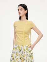 Triacetate Lyocell Blend Women Ribbon Knit Top GOELIA