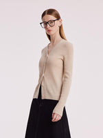 Beige Seamless Cashmere Lady Cardigan GOELIA