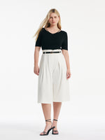 Tencel-Silk Blend Cut-out Neck Women Knitted Top GOELIA