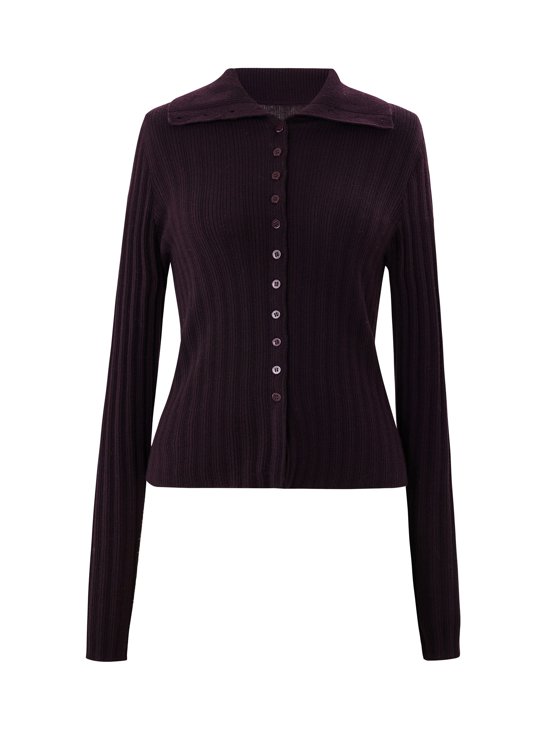 [Preview] 100% Wool Convertible Neck Women Cardigan GOELIA