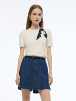 Tencel Blend Cut Out Women Knit Top GOELIA