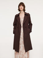 Linen Blend Women Belted Trench Coat GOELIA