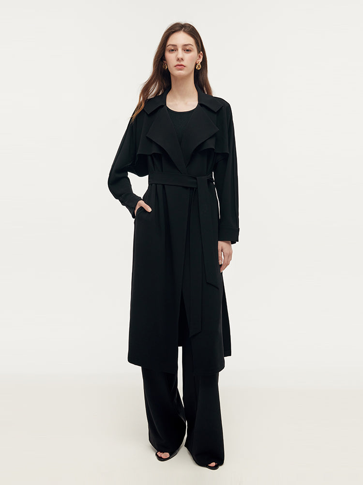 Triacetate Magnetic Button Cuffs Women Trench Coat With Belt GOELIA
