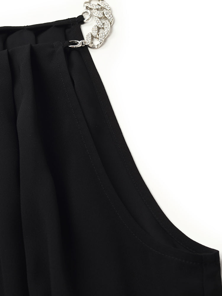 Triacetate Women Maxi Dress With Detachable Chains And Belt GOELIA