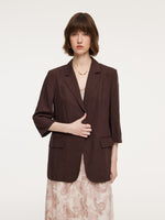 Linen Blend Women 3/4 Sleeve Blazer GOELIA