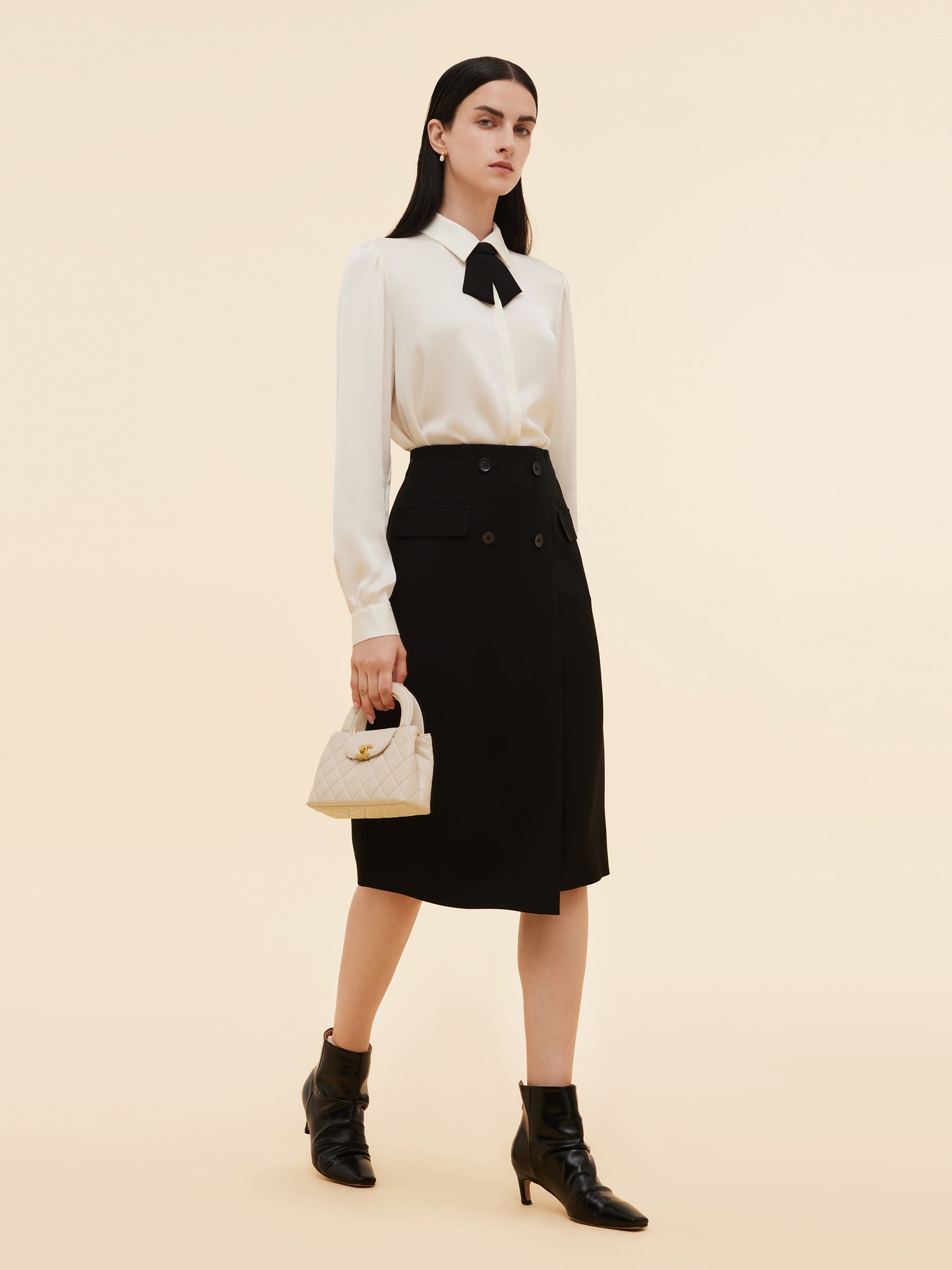 Acetate Blend Women Column Skirt GOELIA
