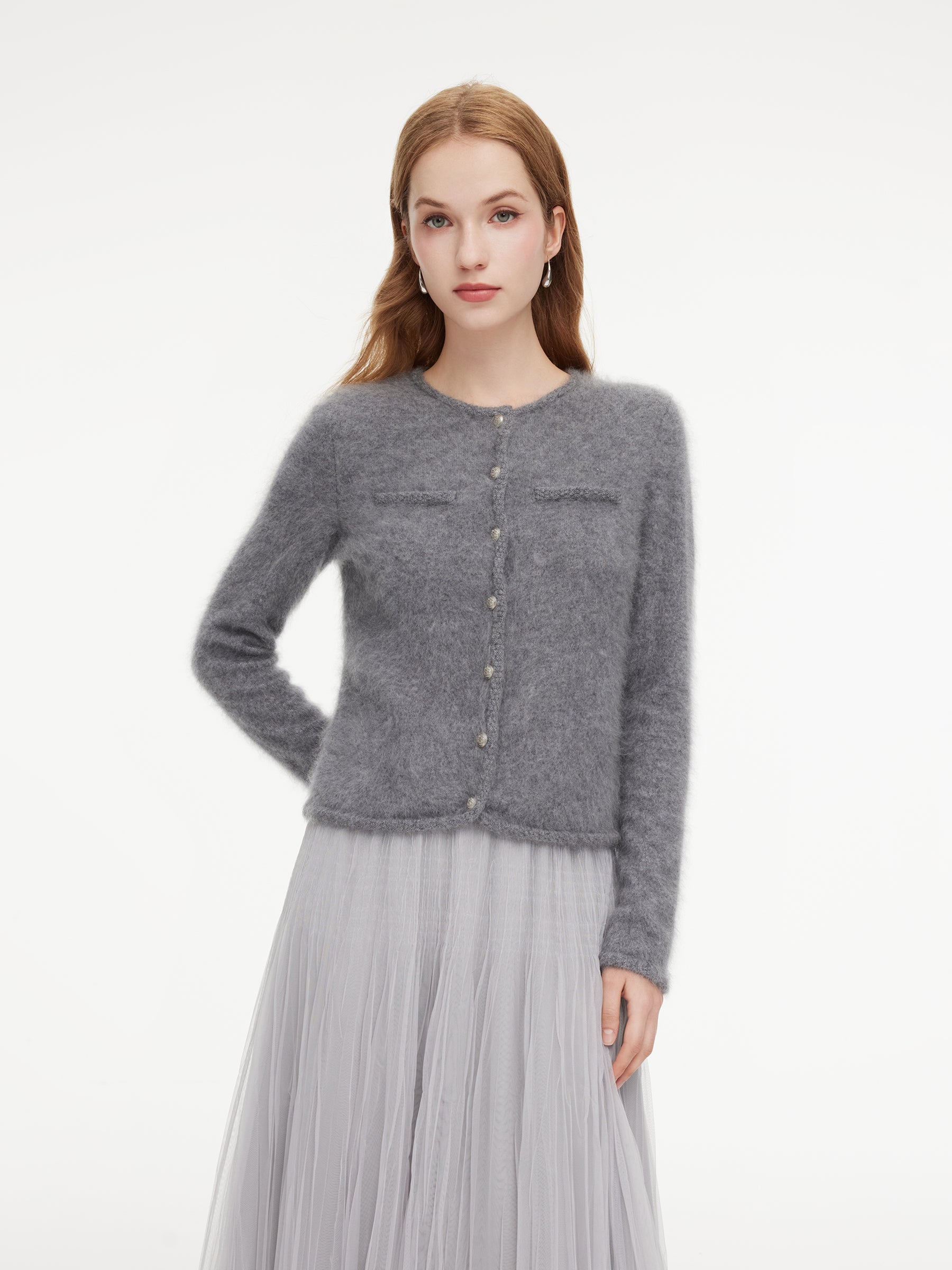 [Preview] 100% Brushed Cashmere Women Cardigan GOELIA